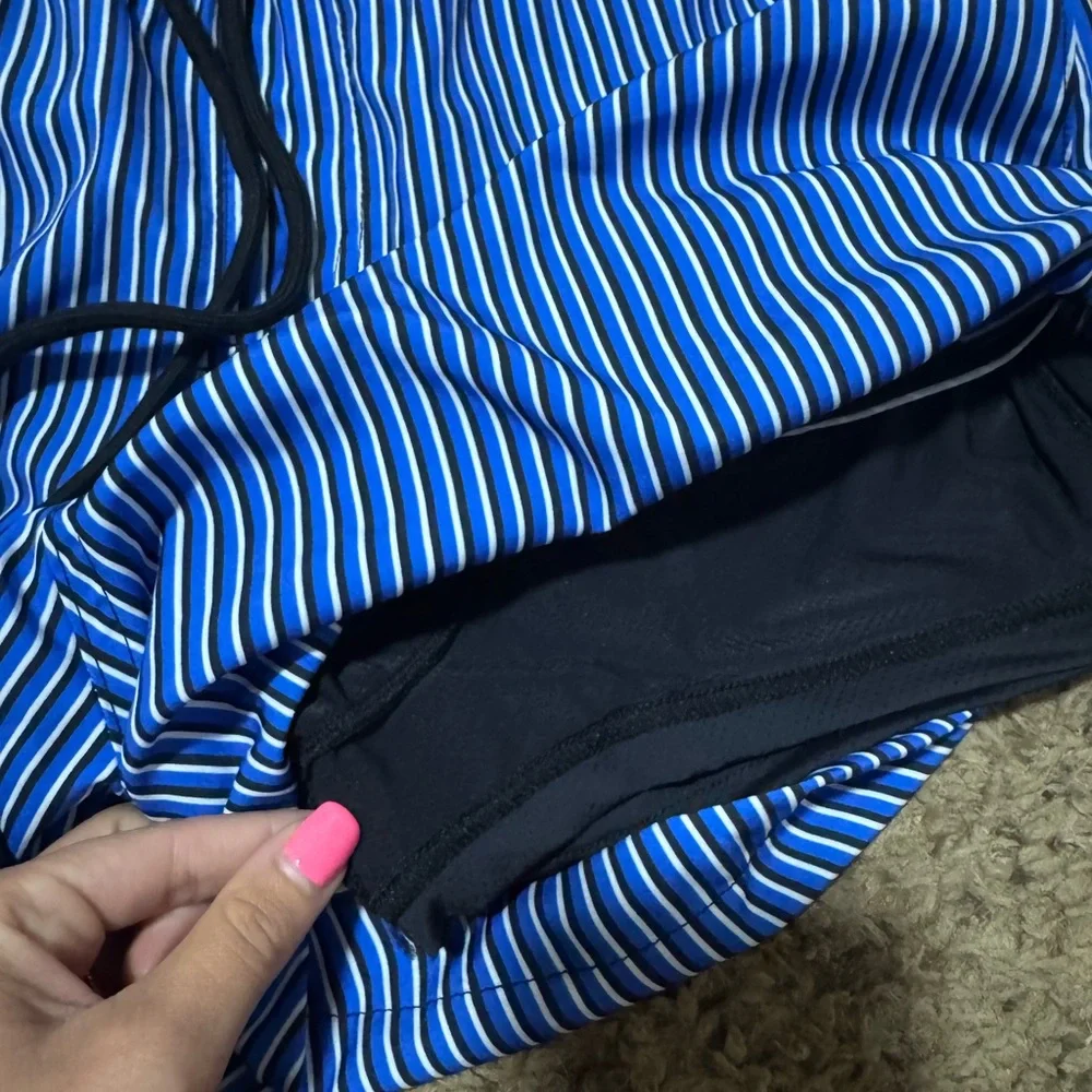 Blue Striped Men's Swim Shorts